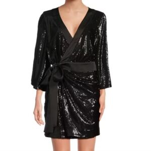 Halston Saga Sequined Wrap Minidress